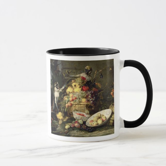 Caneca Três macacos que roubam a fruta (óleo em canvas) (Direita)