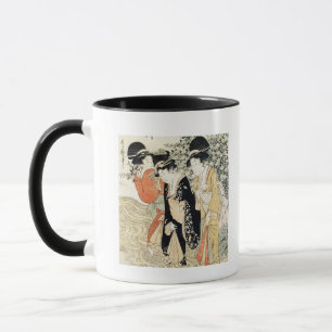 Caneca Três meninas que remam em um rio, 'da forma