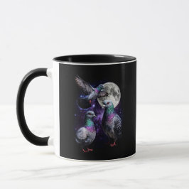 Caneca Três Pombos Lua Cósmico Gráfico Retro