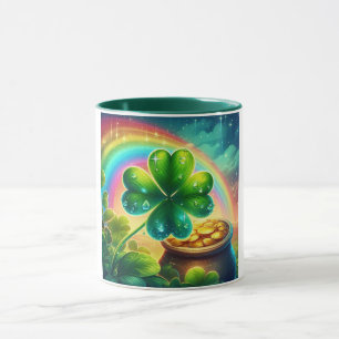 Caneca Trevo do dia do Rainbow Saint Patrick