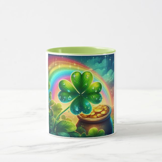 Caneca Trevo do dia do Rainbow Saint Patrick (Centro)