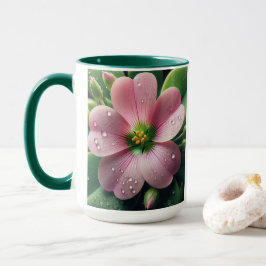 Caneca Trevo Floral Rosa e Verde Oxalis
