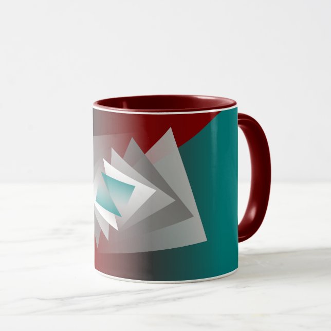 Caneca Triângulos das Cinzas Teal Burgundy (Frente Esquerda)