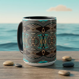 Caneca Tribal Abstrata Marés Oceânicas