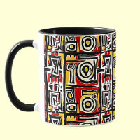 Tribal Abstrato Afro-Amarelo Vermelho