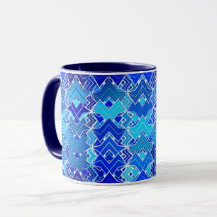 Caneca Tribal Batik Impressão, Cobalt e Cerulean Blue