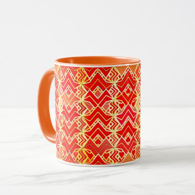 Caneca Tribal Batik Impressão, Mandarina e Laranja Claro (Frente Esquerda)