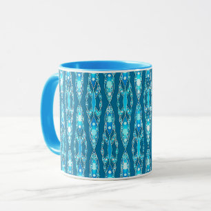 Caneca Tribal Batik - Oceano Azul e Aqua