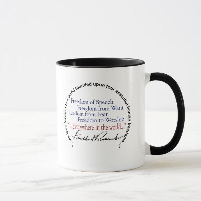 Caneca Tributo das liberdades do FDR quatro (Direita)