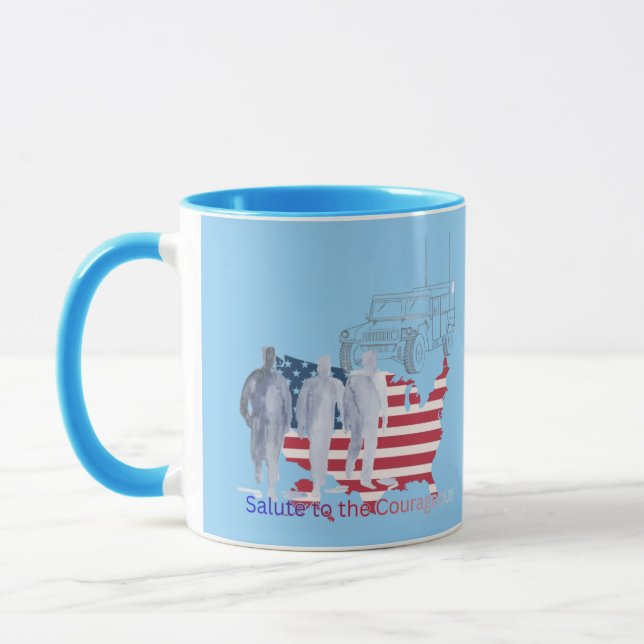 Caneca Tributo de corações corajosos azul claro (Esquerda)