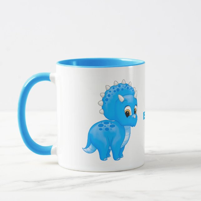 Caneca Tricerátops Azuis E Bonitos Dinossauro (Esquerda)