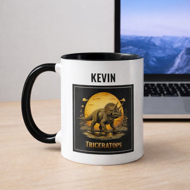 Caneca Triceratops Dinossauro Pré-Histórico Lua (Criador carregado)
