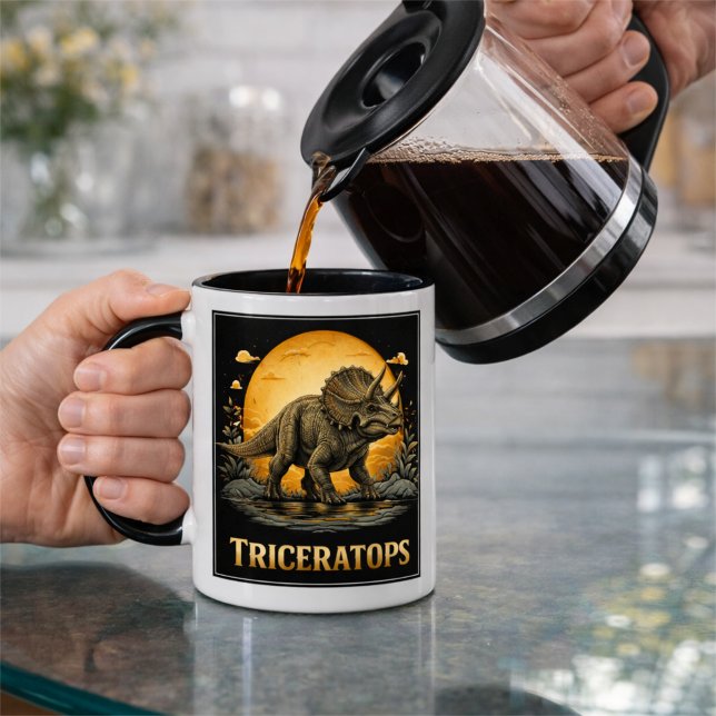 Caneca Triceratops Dinossauro Pré-histórico Lua (Criador carregado)