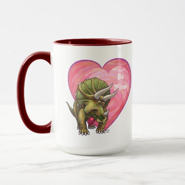 Caneca Triceratops Rosa vermelha Coração (Esquerda)