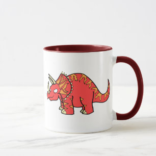 Caneca Triceratops vermelho irritado - Dinosaur-gifts.com