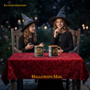 Caneca Trick or Treat Halloween Caveiras Douradas & Champ