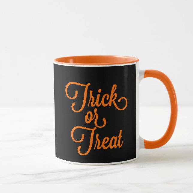 Caneca Trick ou Tratar o Halloween Preto e Laranja (Direita)