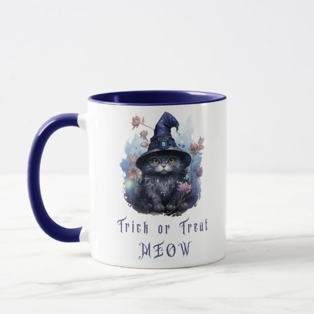 Caneca Trick ou Treine Mow Black Cat Witat Halloween (Esquerda)