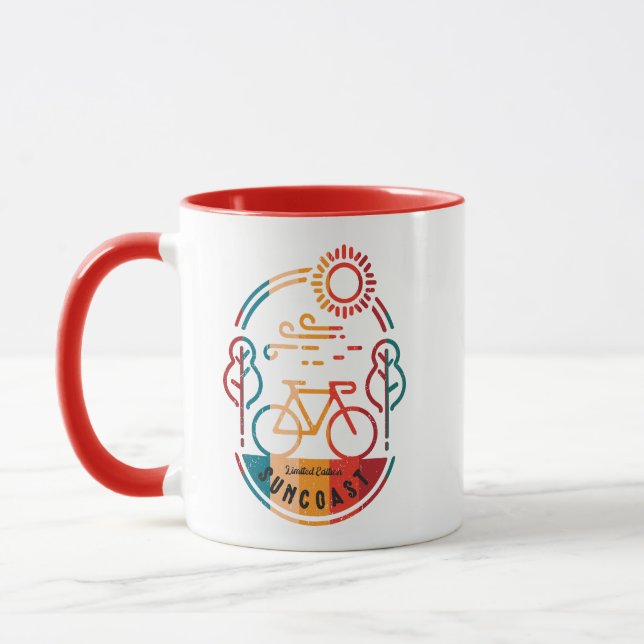 Caneca Trilha de Bicicleta Retro-Costeira (Esquerda)