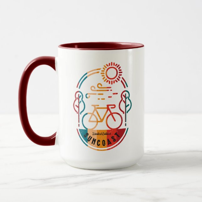 Caneca Trilha de Bicicleta Retro-Costeira (Esquerda)