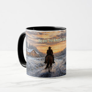 Caneca Trilha de Natal Western Cowboy Leva Você para Casa