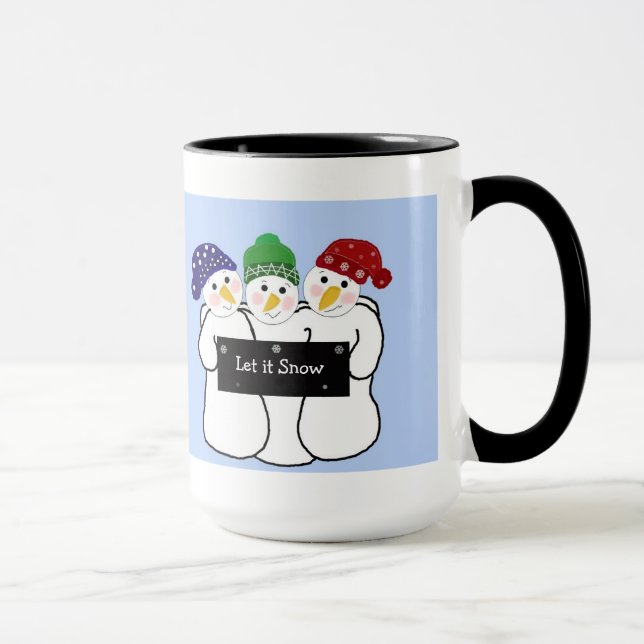 Caneca Trío de Bonecos de Neve com Placa de Neve (Direita)
