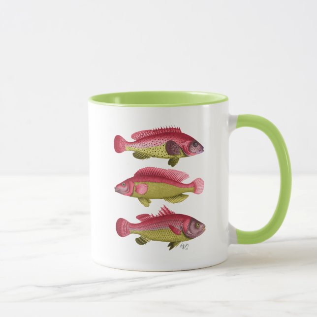 Caneca Trio de Peixes de Fantasia Vermelha e Amarela (Direita)