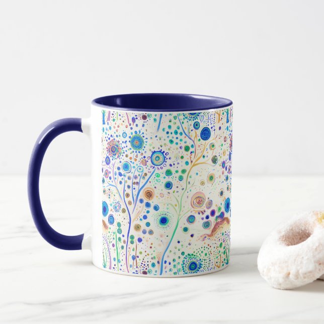 Caneca Tripas brancas brilhantes azuis (Com Donut)