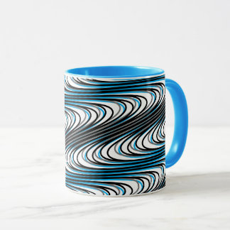 Caneca Trippy Black White Wavy Strips Abstrato Legal