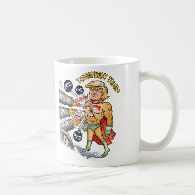 Caneca triunfante do branco do super-herói do (Direita)