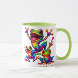 Caneca Trois grenouilles joyeuses aux couleurs éclatantes