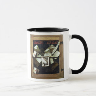 Caneca Trompe - l ' oeil com letras e cadernos, 1665
