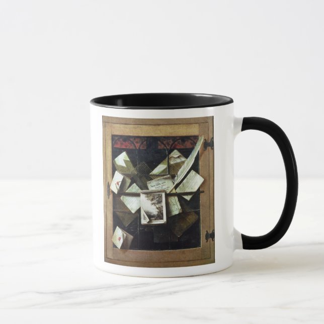 Caneca Trompe - l ' oeil com letras e cadernos, 1665 (Direita)