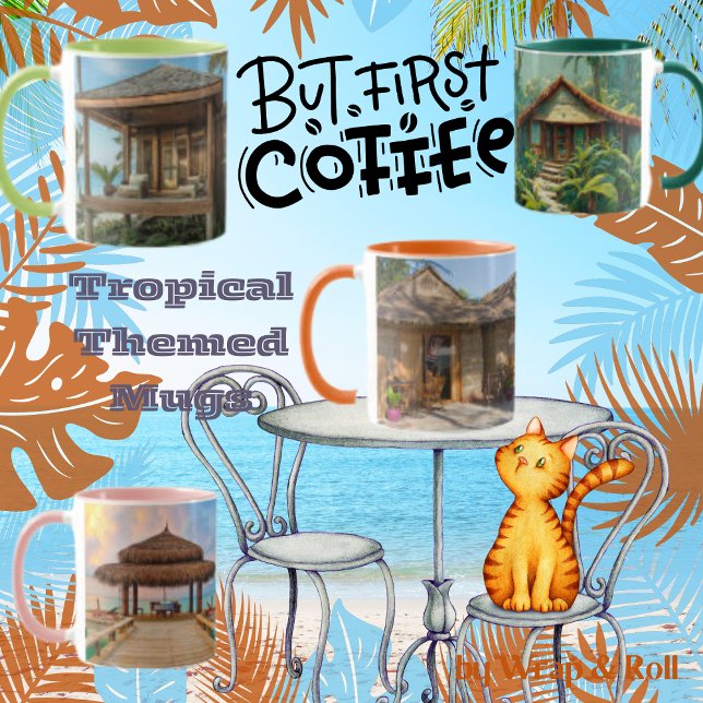 Caneca Tropical Beach Scene Mug (Criador carregado)