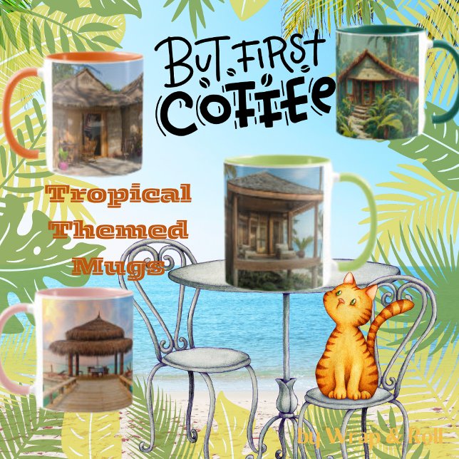 Caneca Tropical Beach Scene Mug (Criador carregado)