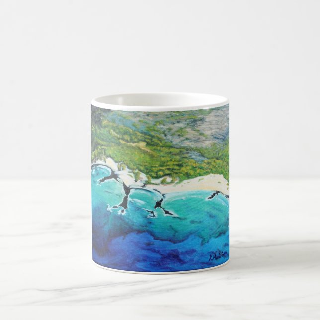Caneca tropical da arte da praia da vista aérea (Centro)
