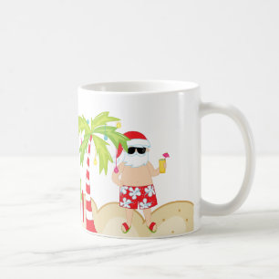 Caneca tropical do Natal da praia do papai noel