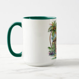 Caneca Tropical Paradise Watercolor Mug Hawaiian Edition