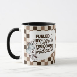 Caneca True Crime & Coffee Bold Brown Checkered Mug 