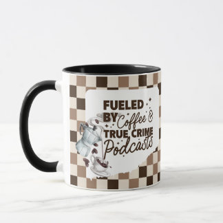 Caneca True Crime & Coffee Bold Brown Checkered Mug