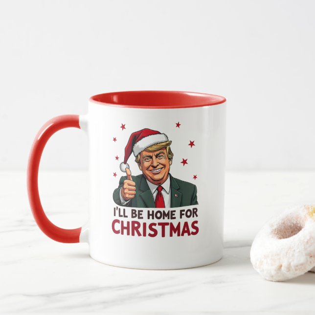 Caneca Trump 2024 Presidente Estarei Em Casa No Natal (Com Donut)