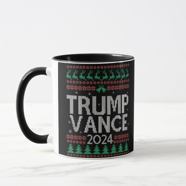 Caneca Trump Vance Christmas Ugly Xmas Sweater Eleição (Esquerda)