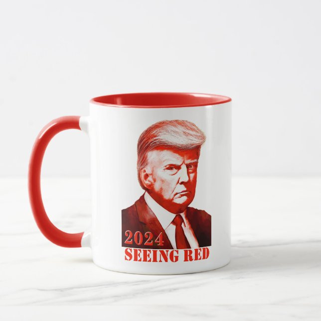 Caneca Trump Ver Red Unfficial Mug Shot Trump 2024 (Esquerda)