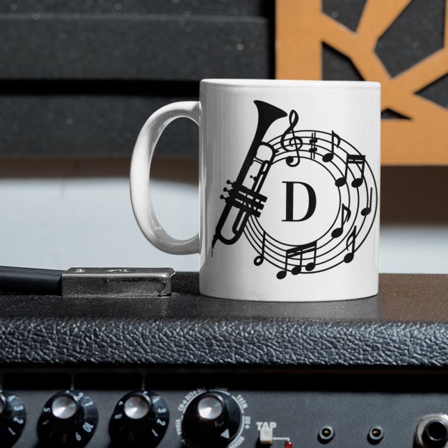 Caneca Trumpet Monogram Jazz Band Music Teacher  (Criador carregado)