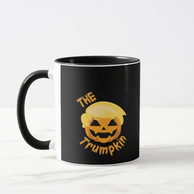 Caneca Trumpkin Pumpkin Halloween Design - Traje de Lã (Esquerda)