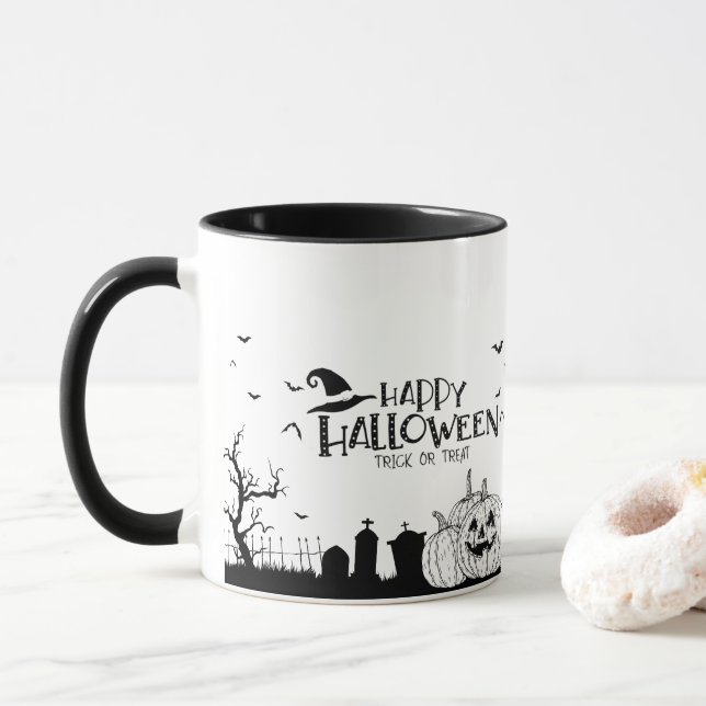 Caneca truque de halloween ou travessura (Com Donut)