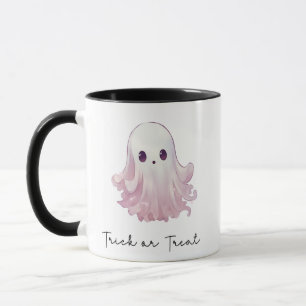 Caneca Truque Fantasma Rosa ou Tratar o Dia das Bruxas