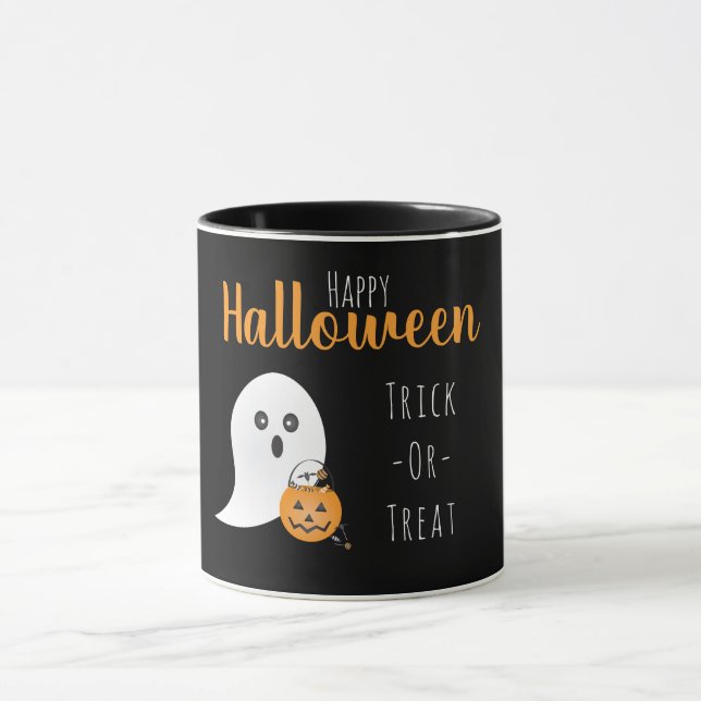 Caneca Truque Ou Tratar Feliz Fantasma De Halloween Spook (Centro)