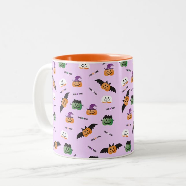 Caneca Truque Ou Tratar Pumpkin Jack O Lanterna Roxo (Frente Esquerda)