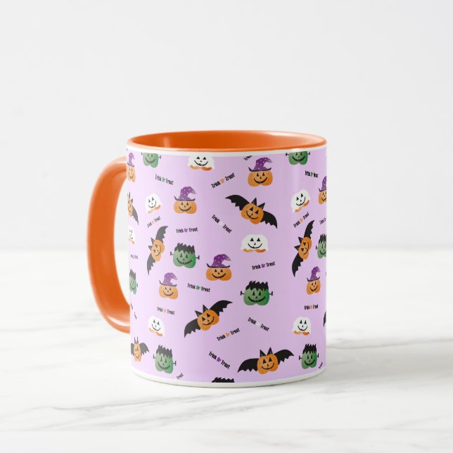 Caneca Truque Ou Tratar Pumpkin Jack O Lanterna Roxo (Frente Esquerda)